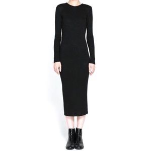 Zara WB Black Midi Bodycon Dress size Small